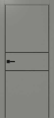 Дверь межкомнатная Оптима Порте Неаполь 203 молдинг SB (кромка алюминиевая черная с 2х сторон с врезкой под замок Морелли М1895 (М1885)), цвет серый, экошпон, глухая