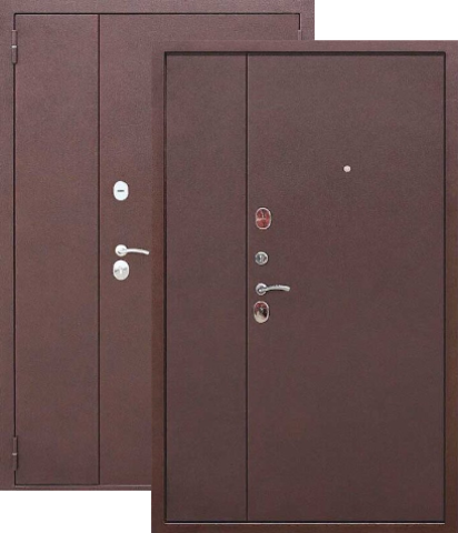 Дверь входная Феррони 7 см Гарда металл/металл двустворчатая, 2 замка, 1,2 мм металл, (медь антик+медь антик)
