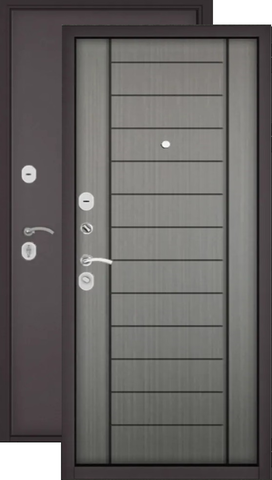 Дверь входная Мастино (Бульдорс) Хоум Эко 137 нестанарт, 1 замок, 1,4 мм металл, (антрацит букле+пепельный орех)