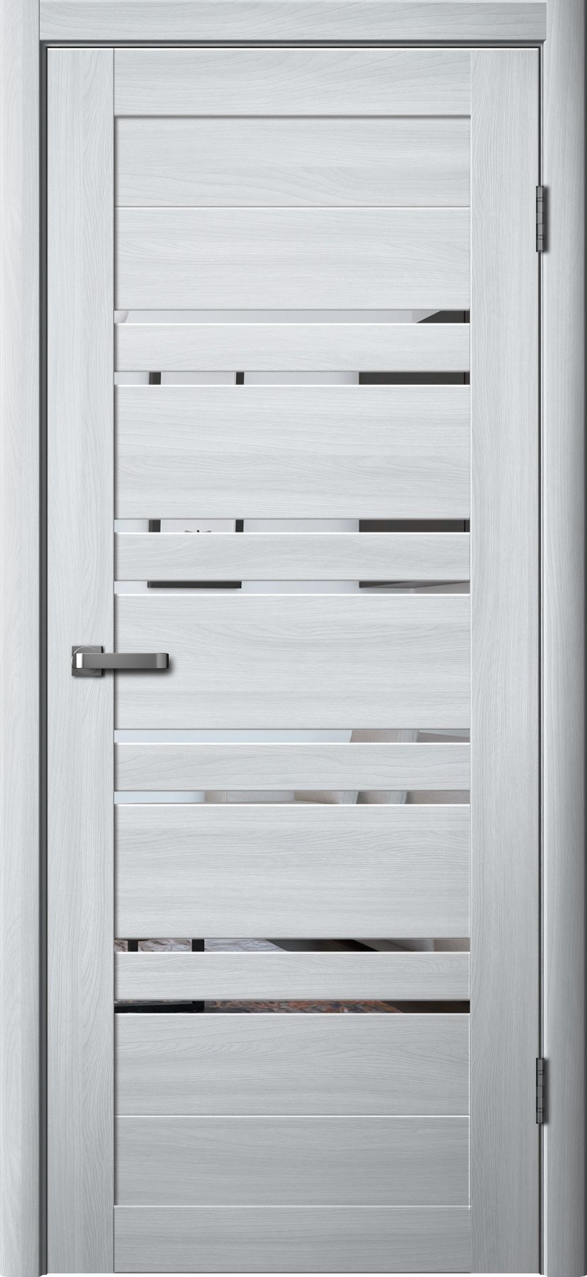 Дверь межкомнатная Ла Стелла 282, цвет пепельный ясень, экошпон, зеркало