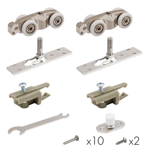 Комплект фурнитуры для раздвижных дверей Армадилло SLD.Comfort-PRO.SET1.rollers/80/два ролика с нейлоновыми колесами и подшипниками, обеспечивающими бесшумную работу крепления и стопоры для них нижний ролик для направления хода полотна (гарантия - 5 лет)