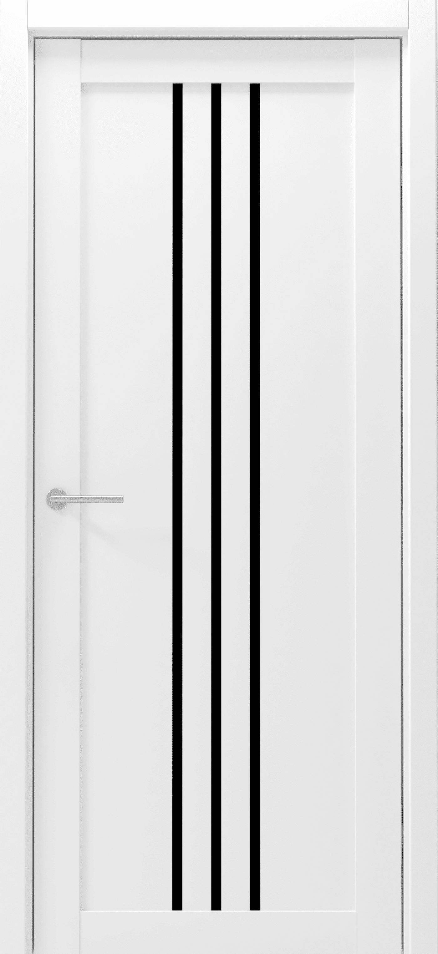 Дверь межкомнатная Альберо (Фрегат) Мегаполис винил Франкфурт, цвет белый, винил, стекло черное