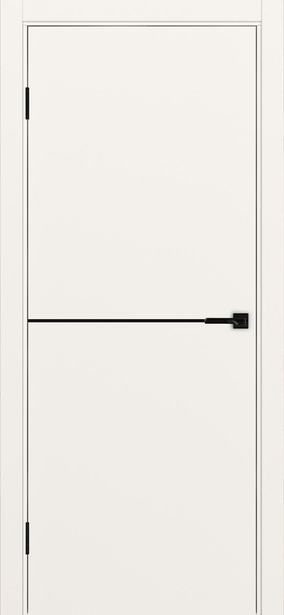 Дверь межкомнатная ХЬЮГОДОРС Харви 02 молдинг черный (черная кромка пвх с 4х сторон, врезка под замок), цвет слоновая кость, экошпон, глухая (гарантия - 5 лет)