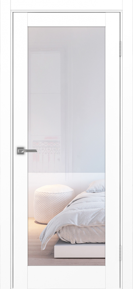 Дверь межкомнатная Оптима Порте Турин 501.2, цвет белый снежный, экошпон, стекло прозрачное