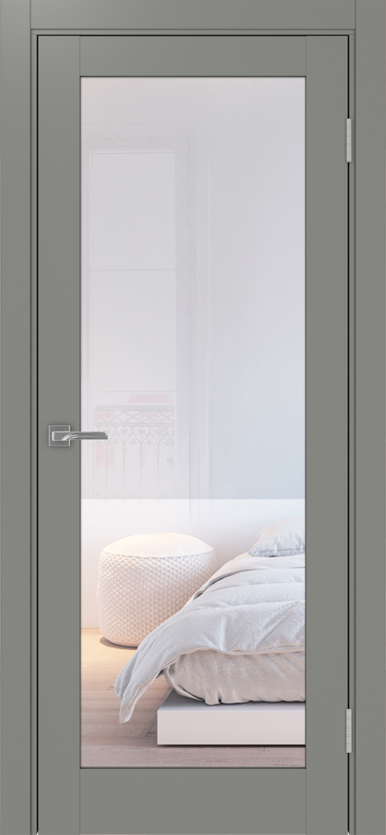 Дверь межкомнатная Оптима Порте Турин 501.2, цвет серый, экошпон, стекло прозрачное