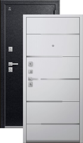 Теплая дверь входная Центурион С-108 (2026), 2 замка, 2 мм металл, (черный муар+белый кашемир)