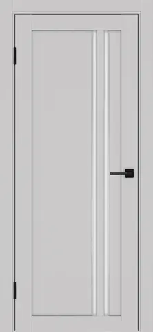 Дверь межкомнатная ХЬЮГОДОРС Дуглас 25x1210пс молдинг серебро, цвет элегантный серый, экошпон, стекло матовое (гарантия - 5 лет)