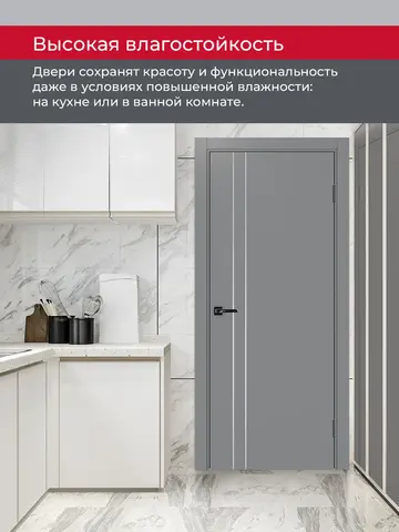 Дверь межкомнатная ХЬЮГОДОРС Харви 05 молдинг серебро (кромка пвх в цвет полотна с 4х сторон, врезка под замок), цвет благородный серый, экошпон, глухая (гарантия - 5 лет) #8