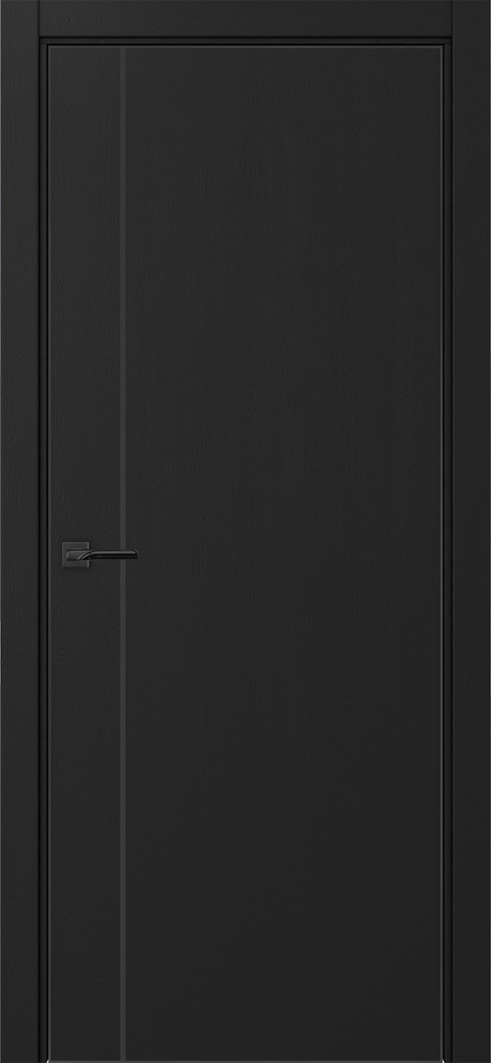 Дверь межкомнатная Оптима Порте Неаполь 204 молдинг SB (кромка алюминиевая черная с 4х сторон с врезкой под замок Морелли М1895 (М1885)), цвет антрацит, экошпон, глухая