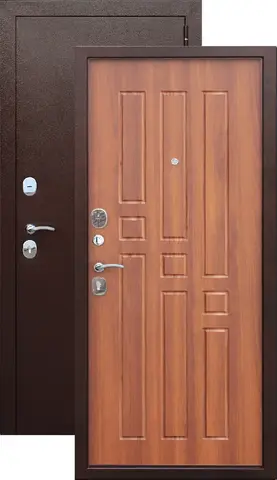 Дверь входная Феррони Гарда 8 мм, 2 замка, 1,2 мм металл, (медь антик+рустикальный дуб)