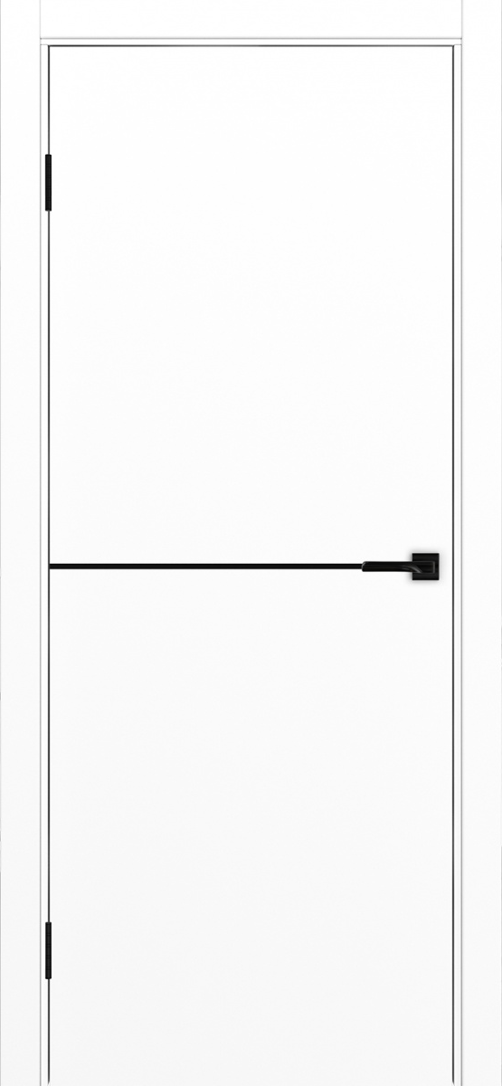 Дверь межкомнатная ХЬЮГОДОРС Харви 02 молдинг черный (кромка пвх в цвет полотна с 4х сторон, врезка под замок), цвет элегантный белый, экошпон, глухая (гарантия - 5 лет)