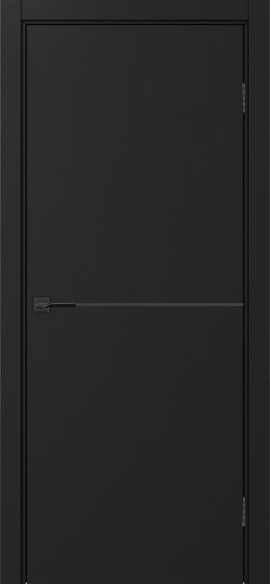 Дверь межкомнатная Оптима Порте Неаполь 202 молдинг SB (кромка ПВХ черная с 4х сторон с врезкой под замок Морелли М1895 (М1885)), цвет антрацит, экошпон, глухая