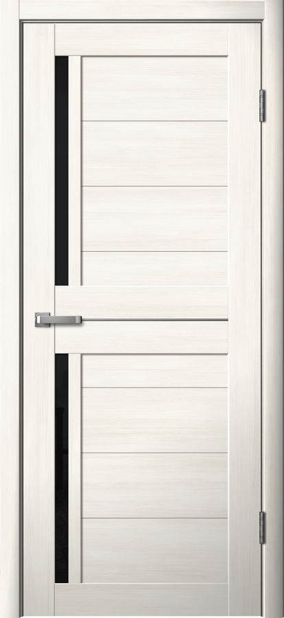 Дверь межкомнатная Ла Стелла 202, цвет снежный ясень, экошпон, стекло черное