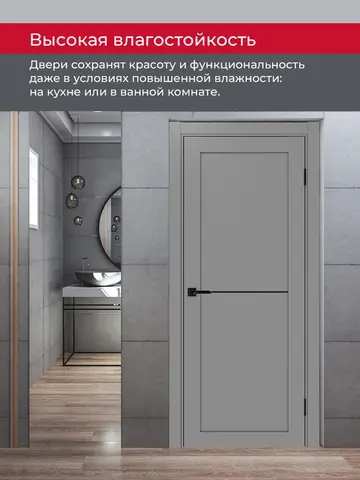 Дверь межкомнатная ХЬЮГОДОРС Дуглас 02x110пп молдинг черный, цвет благородный серый, экошпон, глухая (гарантия - 5 лет) #4