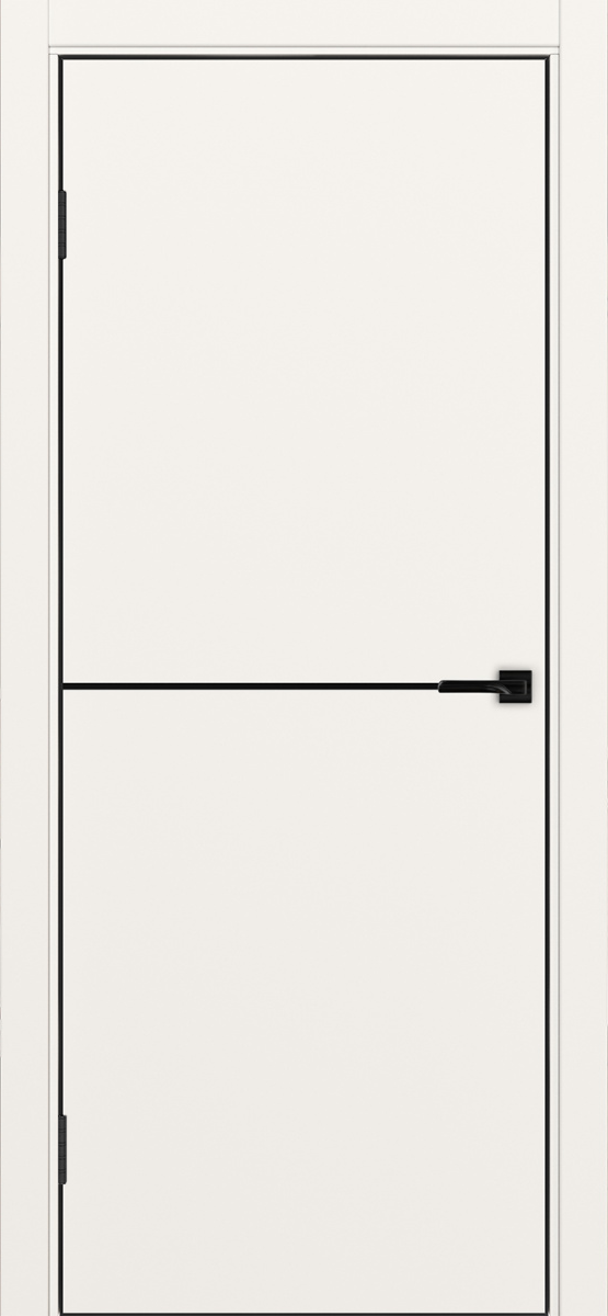 Дверь межкомнатная ХЬЮГОДОРС Харви 02 молдинг черный (черная алюминиевая кромка с 4х сторон, врезка под замок), цвет слоновая кость, экошпон, глухая (гарантия - 5 лет)
