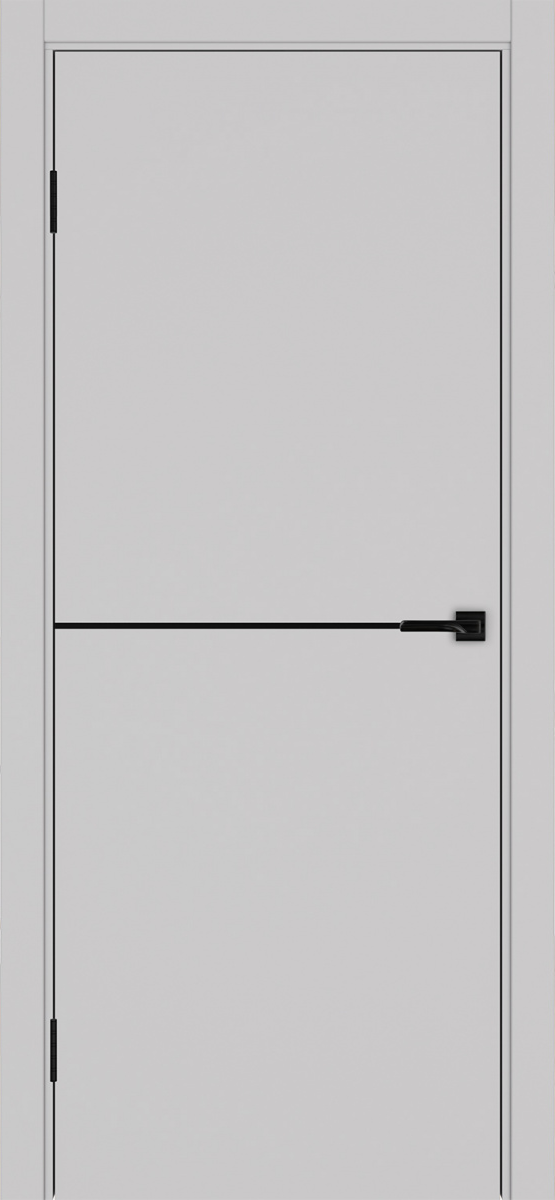 Дверь межкомнатная ХЬЮГОДОРС Харви 02 молдинг черный (кромка пвх в цвет полотна с 4х сторон, врезка под замок), цвет элегантный серый, экошпон, глухая (гарантия - 5 лет)