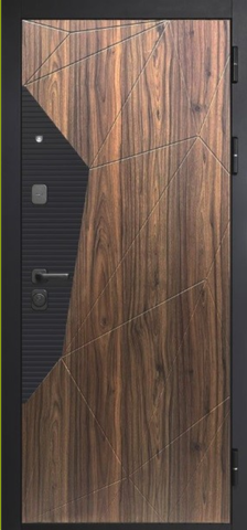 Теплая дверь входная Феррони 9 см Геометрия эмалит белый, 2 замка, 1,4 мм металл, (черный сатин/коньяк орех каньон+белый эмалит) #2