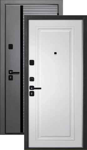 Дверь входная Меги МДФ 1, 2 замка, 1,2 мм металл, (черный муар/графит+белый ясень)