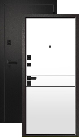 Теплая дверь входная Ретвизан Медея-315, 2 замка, 1,4 мм металл, (черный сатин+айс софт)